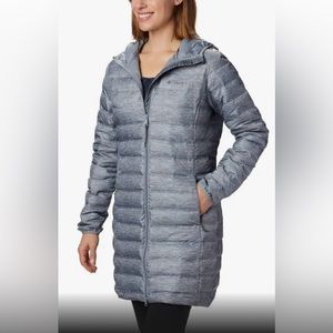 Women’s Gray Down 650  Hooded Lightweight  Mid Length Jacket Medium